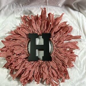Ribbon Wreath with “H” Initial